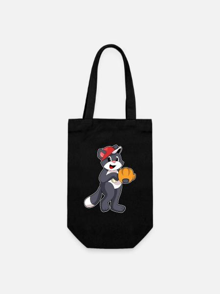Katze Baseball Baseballhandschuh - Geschenkbeutel für Flaschen - Schwarz