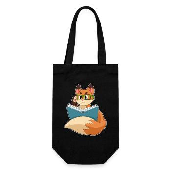 Fuchs Nerd Buch Brille - Geschenkbeutel für Flaschen - Schwarz - Vorne