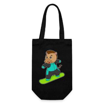 Pferd Snowboarder Snowboard - Geschenkbeutel für Flaschen - Schwarz - Vorne