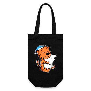 Tiger with pillow and sleeping cap - Gift Bag for Bottles - black - Front