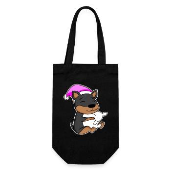 Chien Nain Pinscher avec oreiller et bonnet de couchage - Sac à bouteille - noir - Devant