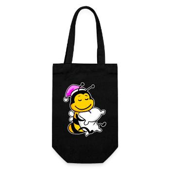 Bee with pillow and sleeping cap - Gift Bag for Bottles - black - Front
