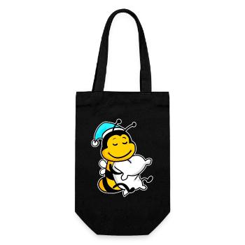 Bee with pillow and sleeping cap - Gift Bag for Bottles - black - Front