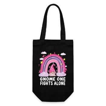Gnome One Kämpft Allein Gegen Rosa Brustkrebs - Geschenkbeutel für Flaschen - Schwarz - Vorne