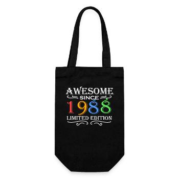 1988 - Jahrgang 1988 - Geschenkbeutel für Flaschen - Schwarz - Vorne