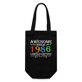 1986 - Jahrgang 1986 - Geschenkbeutel für Flaschen - Schwarz - Vorne