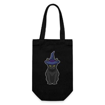 Chat Sorcière d’Halloween - Sac à bouteille - noir - Devant