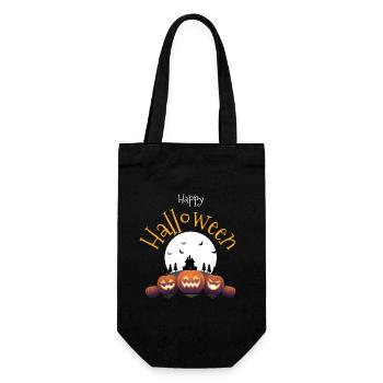Halloween Citrouilles et Château - Sac à bouteille - noir - Devant
