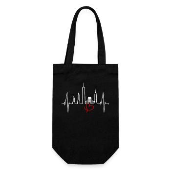 New York Skyline Herzschlag Herz USA Geschenk NY - Geschenkbeutel für Flaschen - Schwarz - Vorne