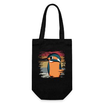 Eisvogel Blauer Vogel Retro - Geschenkbeutel für Flaschen - Schwarz - Vorne