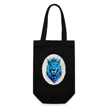 Blue Geometric Lion - Polygon - Gift Bag for Bottles - black - Front