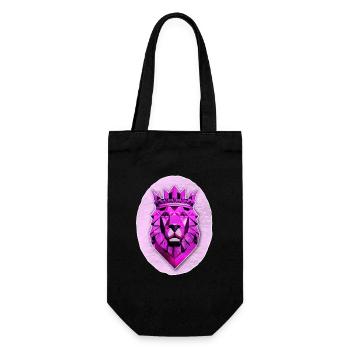 Geometric lion with magenta crown - Gift Bag for Bottles - black - Front