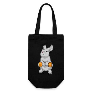 Hase Bodybuilder Hantel Bodybuilding - Geschenkbeutel für Flaschen - Schwarz - Vorne