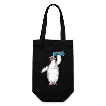 Pinguin Bodybuilder Hantel Bodybuilding - Geschenkbeutel für Flaschen - Schwarz - Vorne
