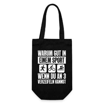 Warum Gut In Einem Sport Triathlon - Geschenkbeutel für Flaschen - Schwarz - Vorne