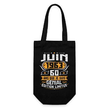 Rétro Cadeau D'anniversaire 60 Ans Juin 1963 - Sac à bouteille - noir - Devant