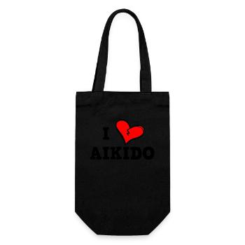 Ich liebe Aikido - Geschenkbeutel für Flaschen - Schwarz - Vorne