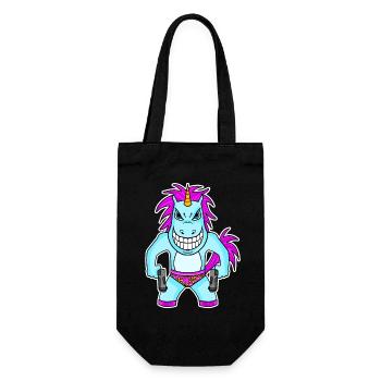 Unicorn with pistol - Gift Bag for Bottles - black - Front
