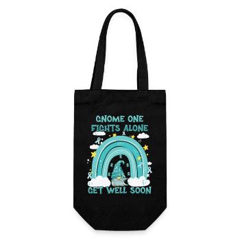 Gnome One Fights Alone Uterine Cancer - Gift Bag for Bottles - black - Front