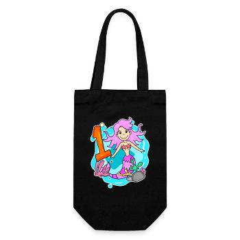 Fille 1 an 1ère sirène d’anniversaire - Sac à bouteille - noir - Devant