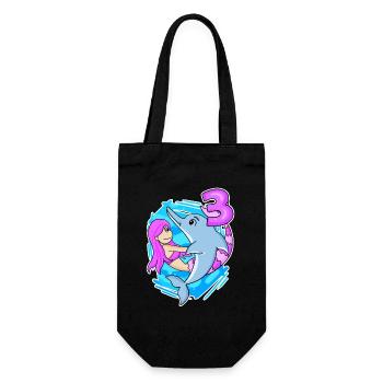 3ème anniversaire Fille 3 ans Sirène - Sac à bouteille - noir - Devant