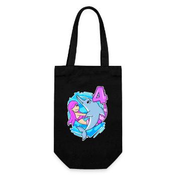 4ème anniversaire Fille 4 ans Sirène - Sac à bouteille - noir - Devant