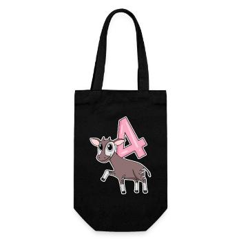 Girl 4 years old Okapi 4th birthday gift - Gift Bag for Bottles - black - Front