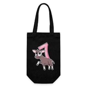 Girl 7 years old Okapi 7th birthday gift - Gift Bag for Bottles - black - Front