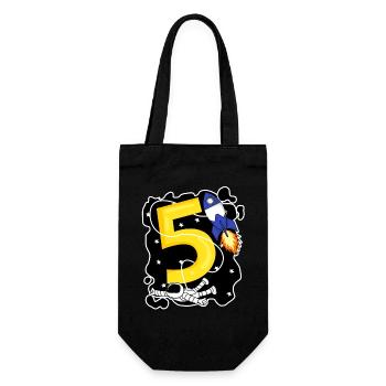 5. Geburtstag 5 Jahre Astronaut Weltall - Geschenkbeutel für Flaschen - Schwarz - Vorne