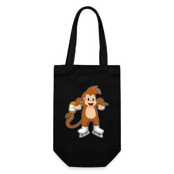 Affe Eishockey Eishockeyschläger - Geschenkbeutel für Flaschen - Schwarz - Vorne
