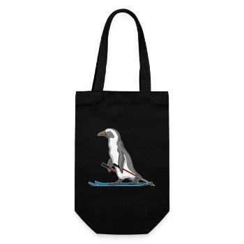 Pinguin Skifahrer Ski - Geschenkbeutel für Flaschen - Schwarz - Vorne