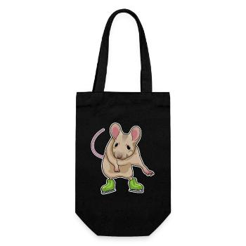 Maus Eislaufen Schlittschuhe - Geschenkbeutel für Flaschen - Schwarz - Vorne