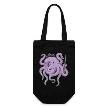 Octopus Painter Brush Painting - Gift Bag for Bottles - black - Front
