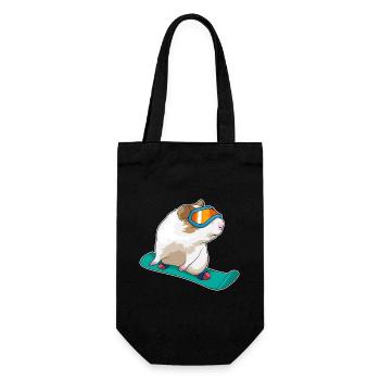 Meerschweinchen Snowboarder Snowboard - Geschenkbeutel für Flaschen - Schwarz - Vorne