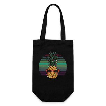 Retro Pineapple String of Lights Christmas Gift - Gift Bag for Bottles - black - Front