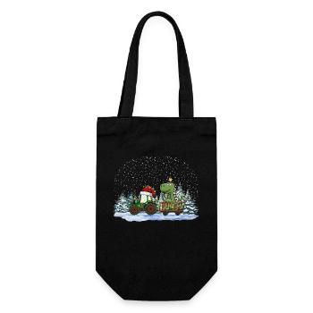 Weihnachtstraktor Tree Rex Dino Traktor Pyjama - Geschenkbeutel für Flaschen - Schwarz - Vorne