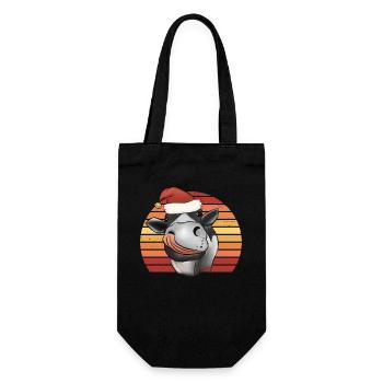 Christmas cow cow with Christmas hat retro - Gift Bag for Bottles - black - Front