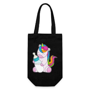 Einhorn Babyflasche Milch - Geschenkbeutel für Flaschen - Schwarz - Vorne