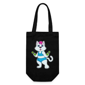 Cat Bodybuilder Dumbbell Bodybuilding - Gift Bag for Bottles - black - Front
