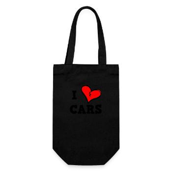 I love cars - Gift Bag for Bottles - black - Front