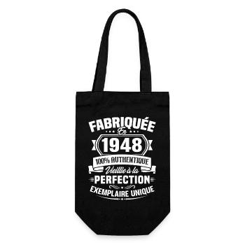 Fabriquée en 1948 - Cadeau d'anniversaire 75 ans - Sac à bouteille - noir - Devant