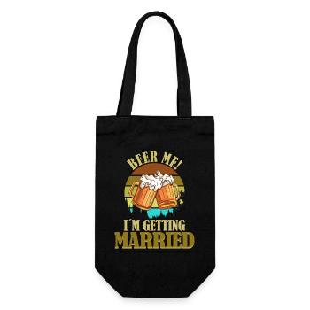 Lustiger Spruch Beer me! I´m getting Married - Geschenkbeutel für Flaschen - Schwarz - Vorne