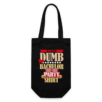 Funny "Dumb Bachelor Party" Saying Motif - Gift Bag for Bottles - black - Front
