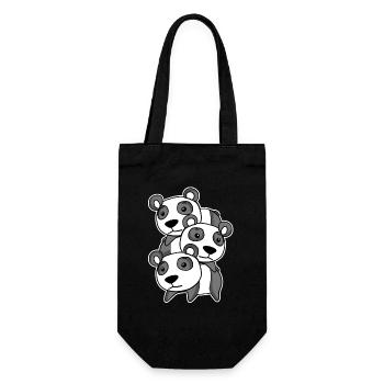 Niedliche Pandas - Geschenkbeutel für Flaschen - Schwarz - Vorne