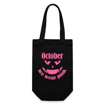 Octobre nous portons la citrouille rose d’Halloween - Sac à bouteille - noir - Devant