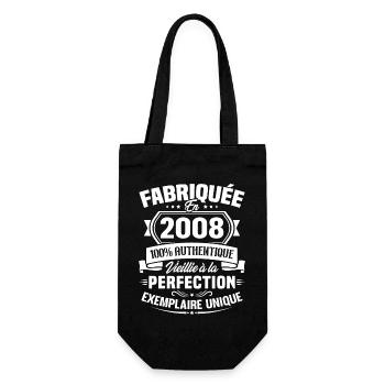 Fabriquée en 2008 - Cadeau d'anniversaire 15 ans - Sac à bouteille - noir - Devant