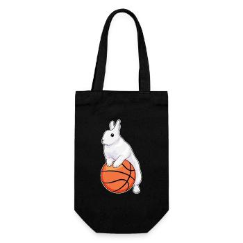 Hase Basketballspieler Basketball - Geschenkbeutel für Flaschen - Schwarz - Vorne