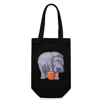 Nilpferd Basketballspieler Basketball - Geschenkbeutel für Flaschen - Schwarz - Vorne