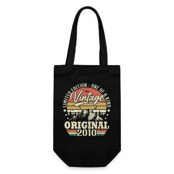 Vintage Original Geburtstag Geschenkidee 2010 - Geschenkbeutel für Flaschen - Schwarz - Vorne