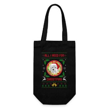 All I Need For Christmas is My Dog Ugly Christmas - Gift Bag for Bottles - black - Front